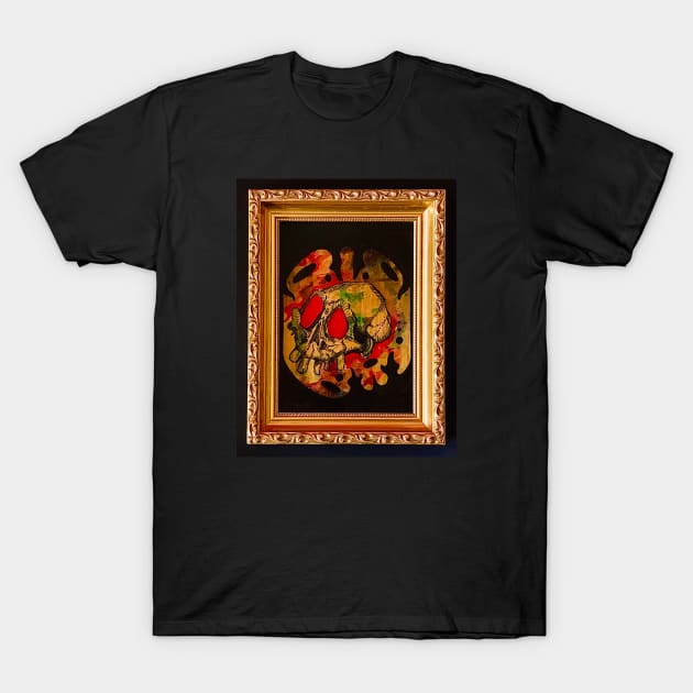 Gold Framed Skull #3 T-Shirt by Octo30